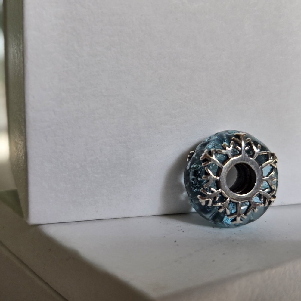 Blue Glass Snowflake Charm
